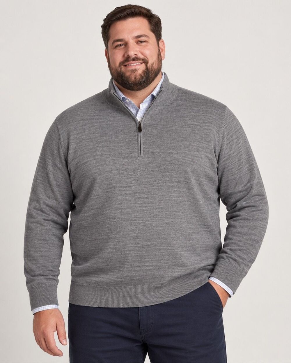 Joseph Abboud Men’s 2X Gray Merino Wool Quarter Zip Sweater NEW Modern Fit